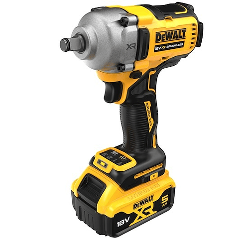 Chave Impacto sem escovas XR 18V Li-Ion 5Ah 1/2" Torque Médio com anel de retenção DEWALT 