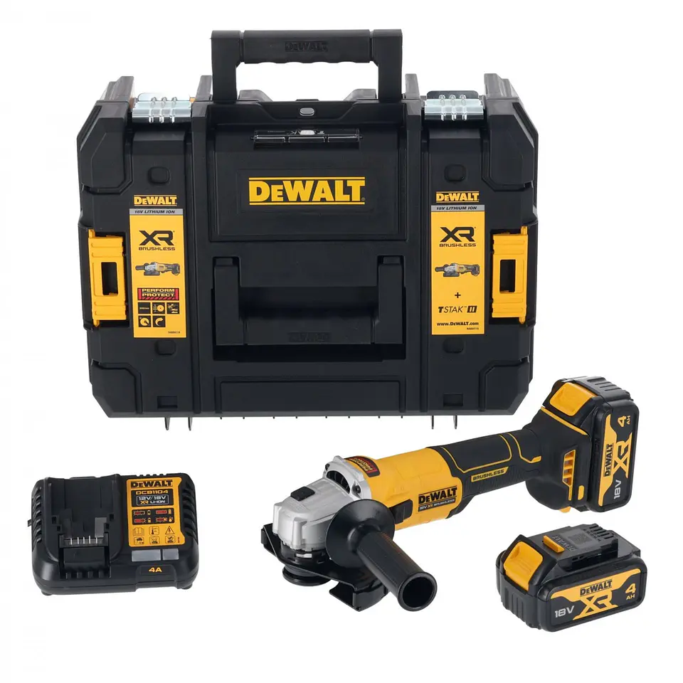 Rebarbadora Acabamentos sem escovas XR 18V 125mm com 2 baterias Li-Ion 4Ah com mala TSTAK DEWALT  1