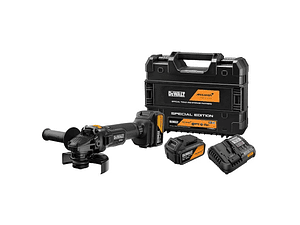 Rebarbadora Acabamentos McLaren sem escovas XR 18V 125mm com 2 baterias Li-Ion 5Ah com Travão, Embraiagem, Arranque suave, Bloqueio e re-arranque e mala TSTAK DEWALT 