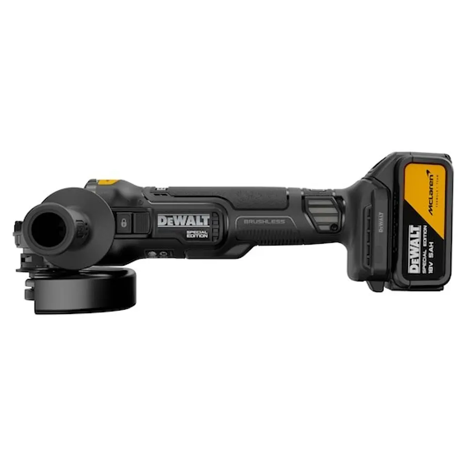 Rebarbadora Acabamentos McLaren sem escovas XR 18V 125mm com 2 baterias Li-Ion 5Ah com Travão, Embraiagem, Arranque suave, Bloqueio e re-arranque e mala TSTAK DEWALT  16