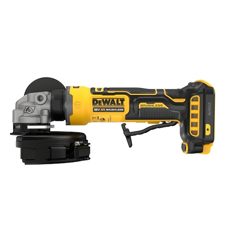 Rebarbadora Acabamentos sem escovas XR 18V 125mm sem carregador/bateria com interruptor homem-morto estilo neumático, Travão, Embraiagem, Arranque suave, Bloqueio e re-arranque DEWALT  12