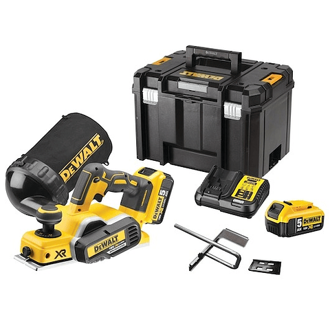 Plaina sem escovas XR 18V com 2 baterias Li-Ion 5,0Ah com caixa de ferramentas TSTAK VI DEWALT 