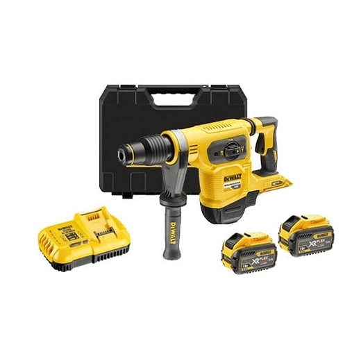 Martelo perfurador SDS-Max Eletropneumático sem escovas XR FLEXVOLT 54V SDS-Max 5kg 6,1J 3 Modos com 2 baterias 54V/18V Li-Ion 9,0Ah e mala DEWALT 1