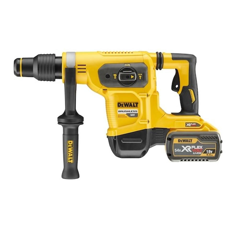 Martelo perfurador SDS-Max Eletropneumático sem escovas XR FLEXVOLT 54V SDS-Max 5kg 6,1J 3 Modos com 2 baterias 54V/18V Li-Ion 9,0Ah e mala DEWALT 2