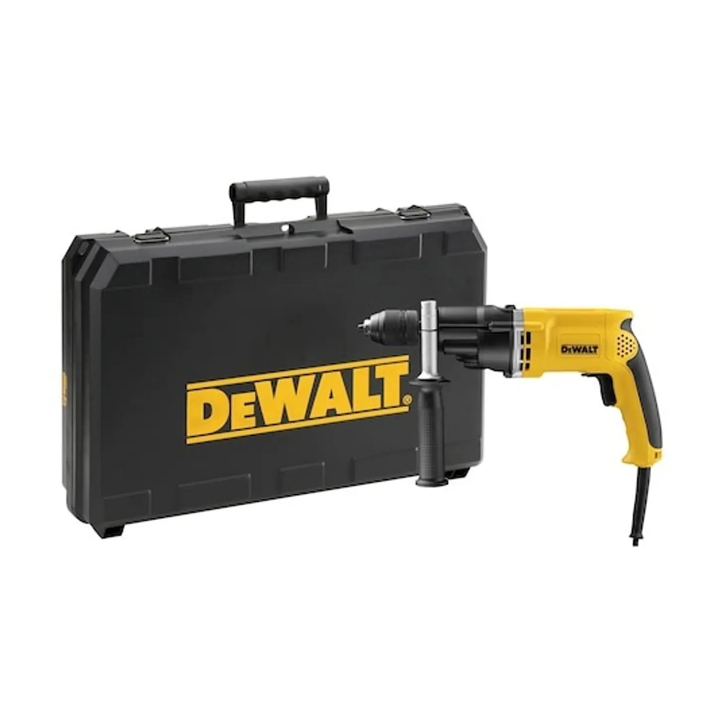 Berbequim Percussão 950W - Electrónico 2 velocidades 13mm aperto rápido, embraiagem + mala DEWALT 1