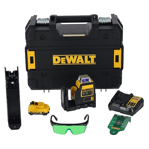 Nível Laser autonivelante VERDE de 2 linhas 360° XR 12V com 1 bateria Li-Ion 2Ah DEWALT 