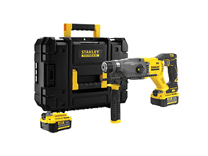 MARTELO PERFURADOR SDS-PLUS V20 LI-ION 18V BRUSHLESS COM 2 BATERIAS 4Ah, CARREGADOR 2A E MALA TSTAK STANLEY 