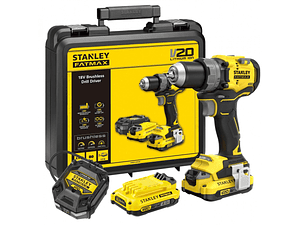 Berbequim Aparafusador BRUSHLESS V20 Li-Ion 18V 80Nm. Inclui 2 baterias Li-Ion 2Ah, carregador 1.25A e mala de transporte STANLEY 