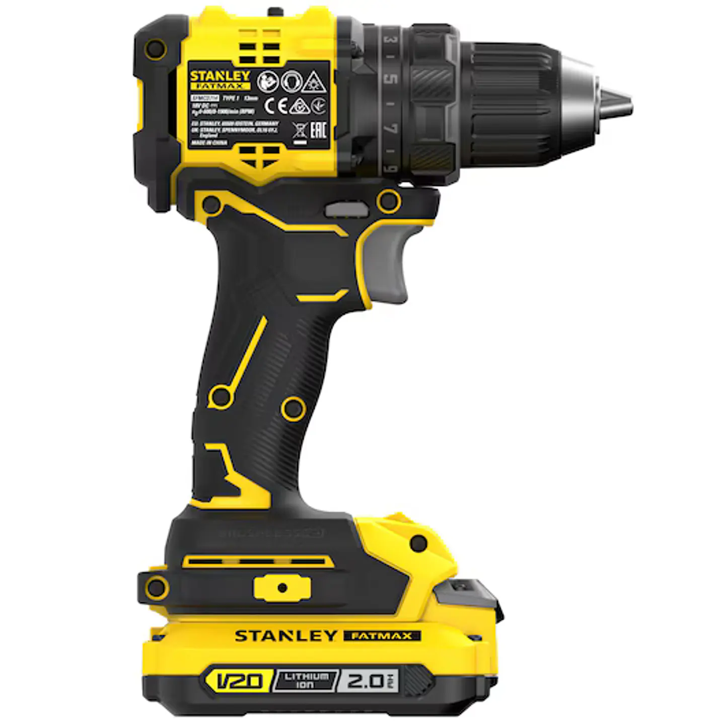 Berbequim Aparafusador BRUSHLESS V20 Li-Ion 18V 60Nm. Inclui 2 baterias Li-Ion 2Ah, carregador 1.25A e mala Pro-Stack STANLEY  5