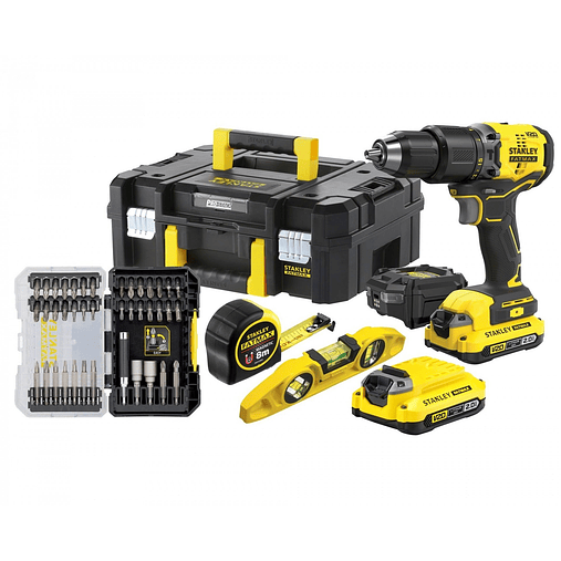 Aparafusadora V20 18V 60Nm 2 x2.0Ah +nivel + fita métrica + 40 acessórios STANLEY  1
