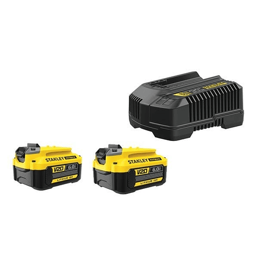 Pack 2 Baterias V20 18V 6Ah + Carregador STANLEY  1
