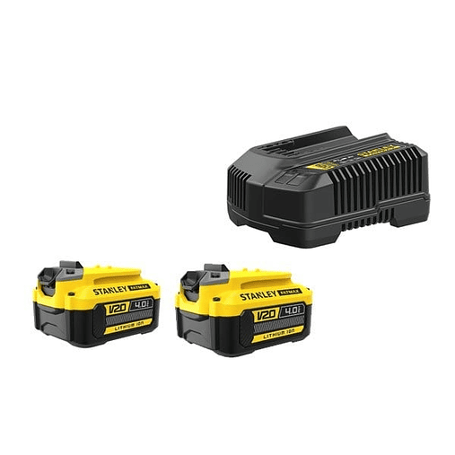 Pack 2 Baterias V20 18V 4Ah + Carregador STANLEY  1