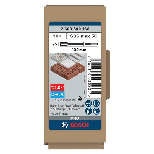 Conjunto de cinzéis planos PRO SDS max-5C 25mm BOSCH  4