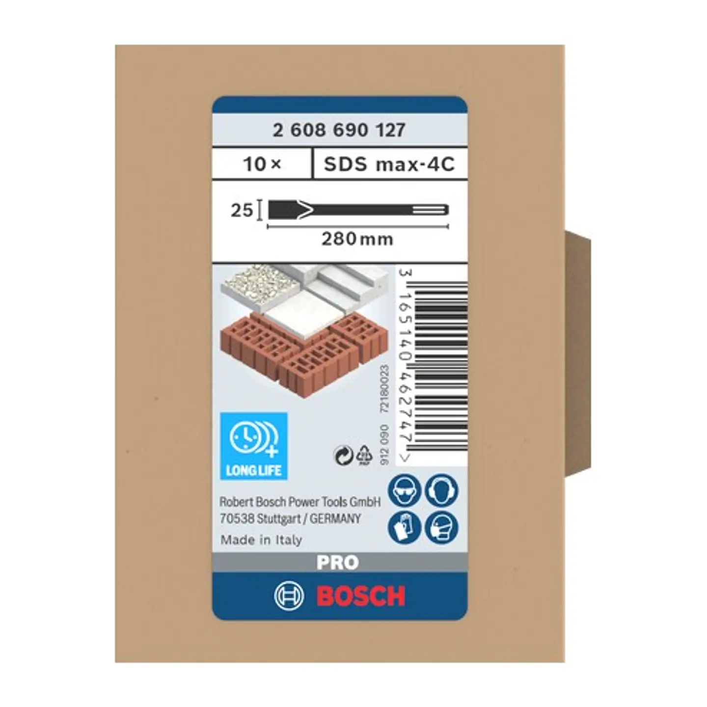 Cinzel plano PRO SDS max-4C 25mm 10 unid. BOSCH 4