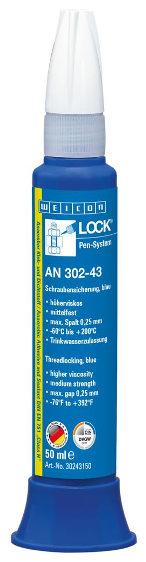 Fixador de Parafusos Resistência Média 50ml WeiconLock AN 302-43 WEICON
