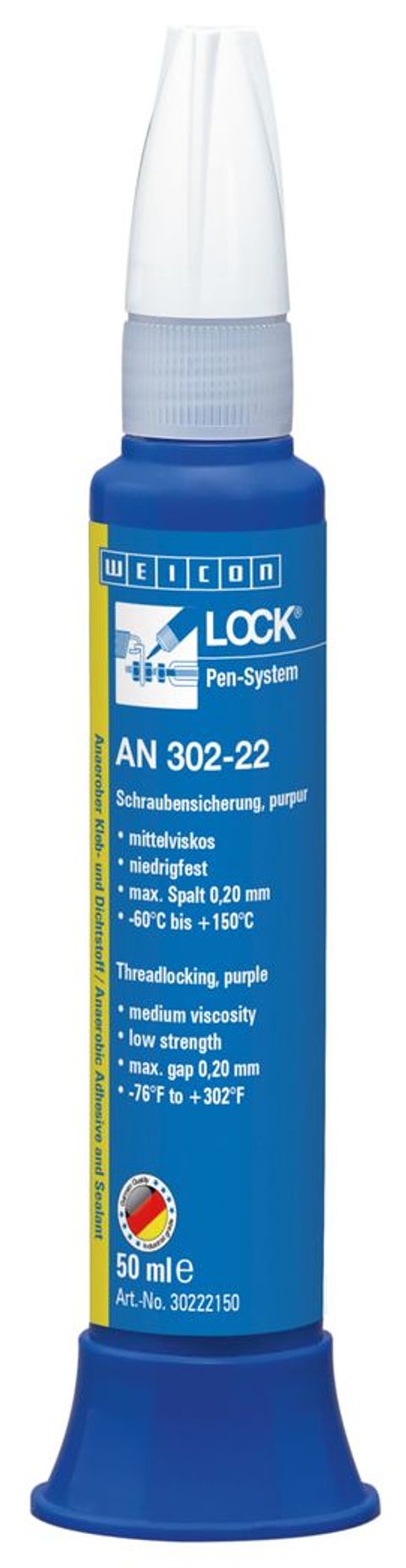 Fixador de Parafusos Resistência Baixa 50ml WeiconLock AN 302-22 WEICON