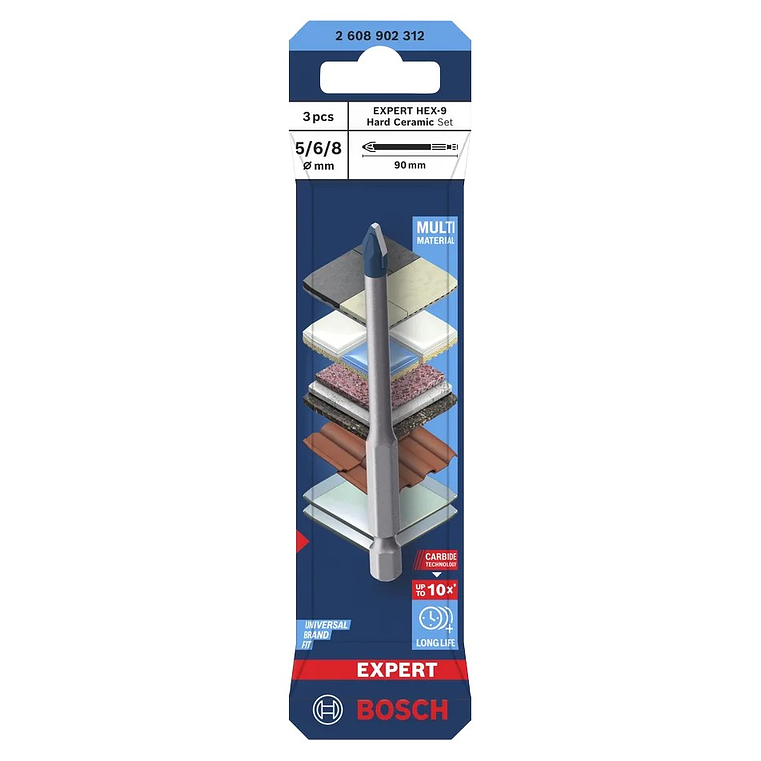 Conjunto de brocas EXPERT 5,6mm x 6,00mm x 8,0mm HEX-9 Hard Ceramic BOSCH  8