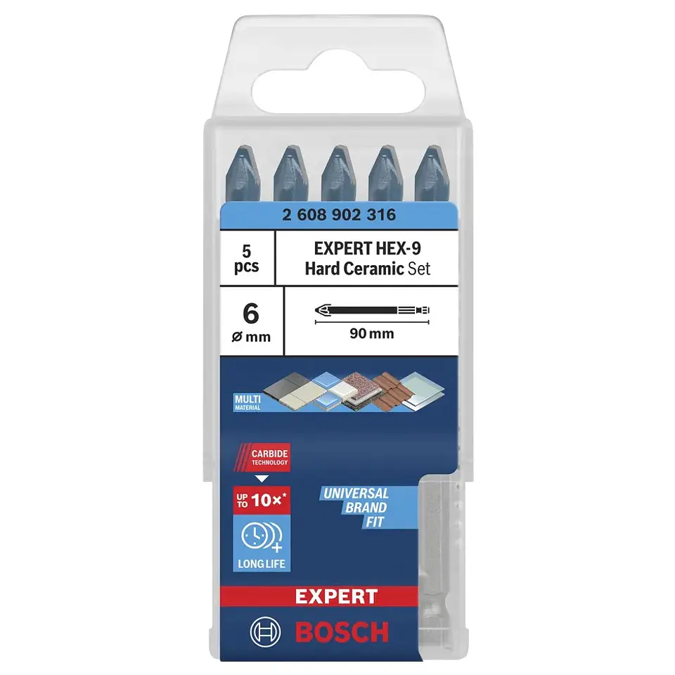 Conjunto de brocas EXPERT HEX-9 Hard Ceramic BOSCH  4