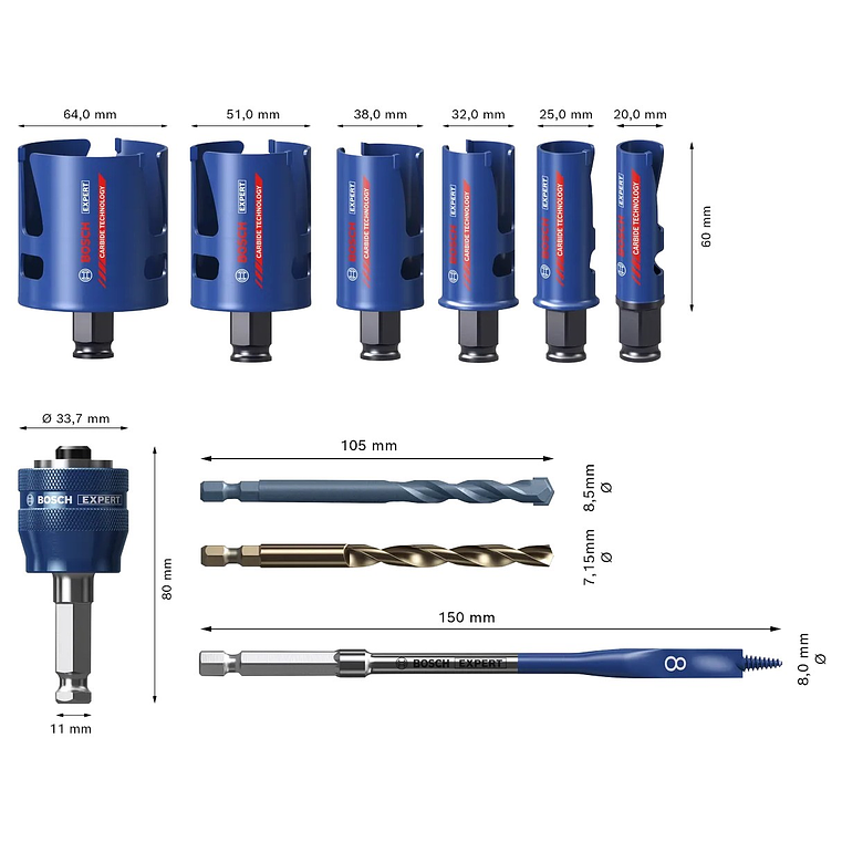 Conjunto de serras craneanas universais EXPERT Construction Material PC Plus BOSCH 4