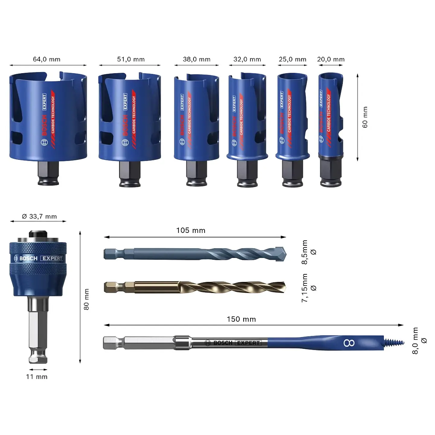 Conjunto de serras craneanas universais EXPERT Construction Material PC Plus BOSCH 4