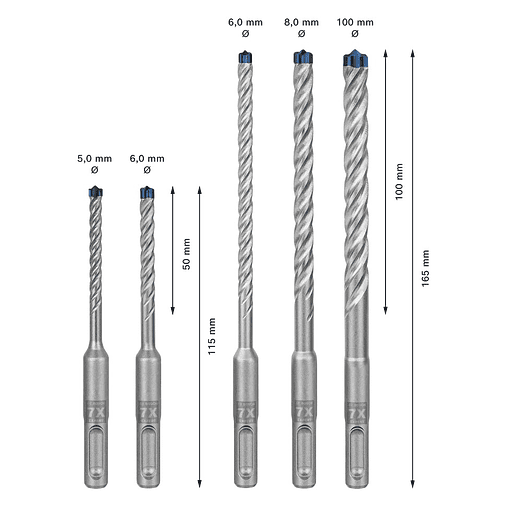 Conjunto de 3 brocas para betão e alvenaria EXPERT SDS Plus-7X BOSCH  2