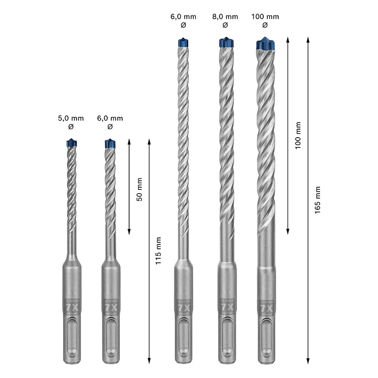 Conjunto de 3 brocas para betão e alvenaria EXPERT SDS Plus-7X BOSCH  2
