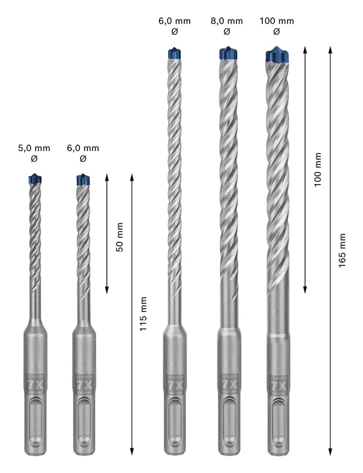 Conjunto de 3 brocas para betão e alvenaria EXPERT SDS Plus-7X BOSCH  2