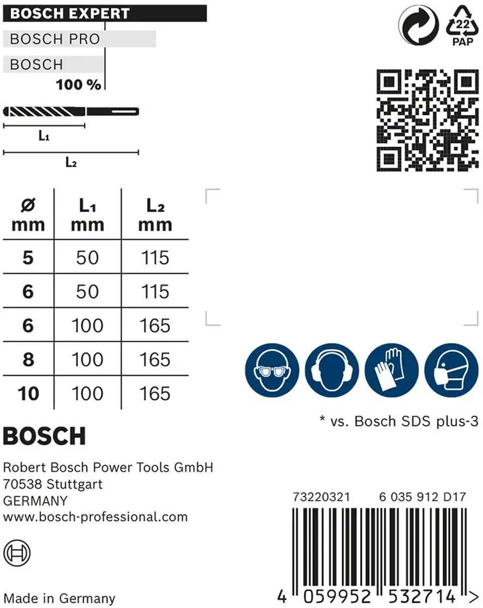Conjunto de 3 brocas para betão e alvenaria EXPERT SDS Plus-7X BOSCH  3