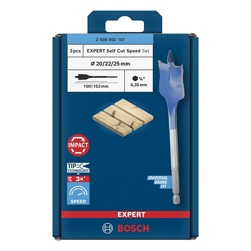 Conjunto de brocas planas EXPERT Self Cut Speed BOSCH  3