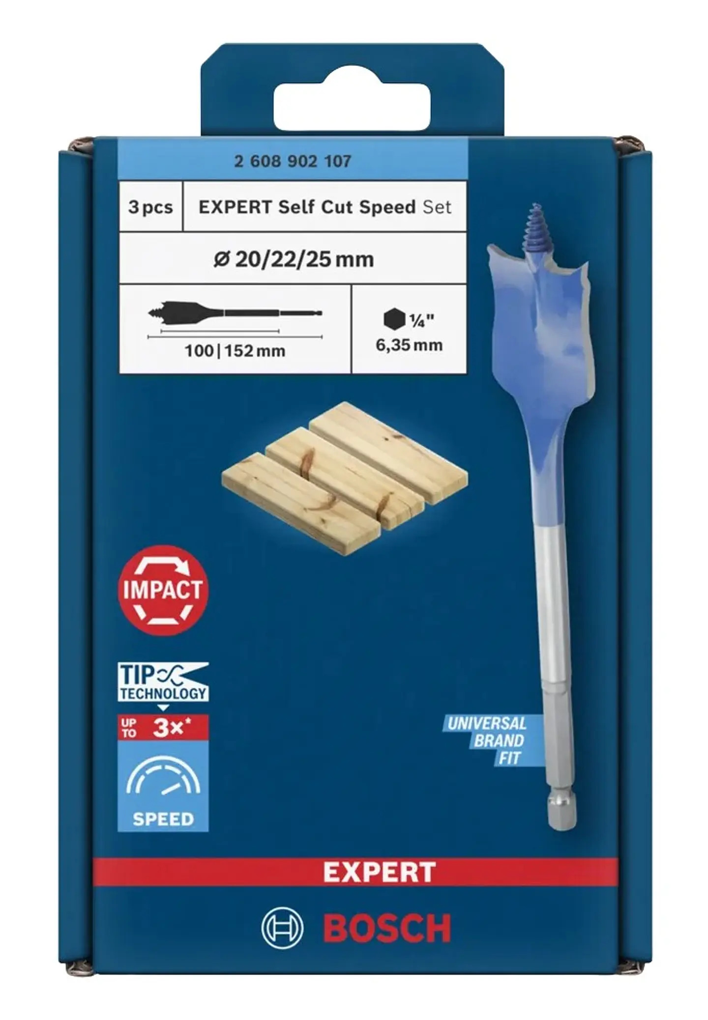 Conjunto de brocas planas EXPERT Self Cut Speed BOSCH  3