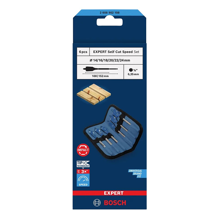 Conjunto de brocas planas EXPERT Self Cut Speed BOSCH 4