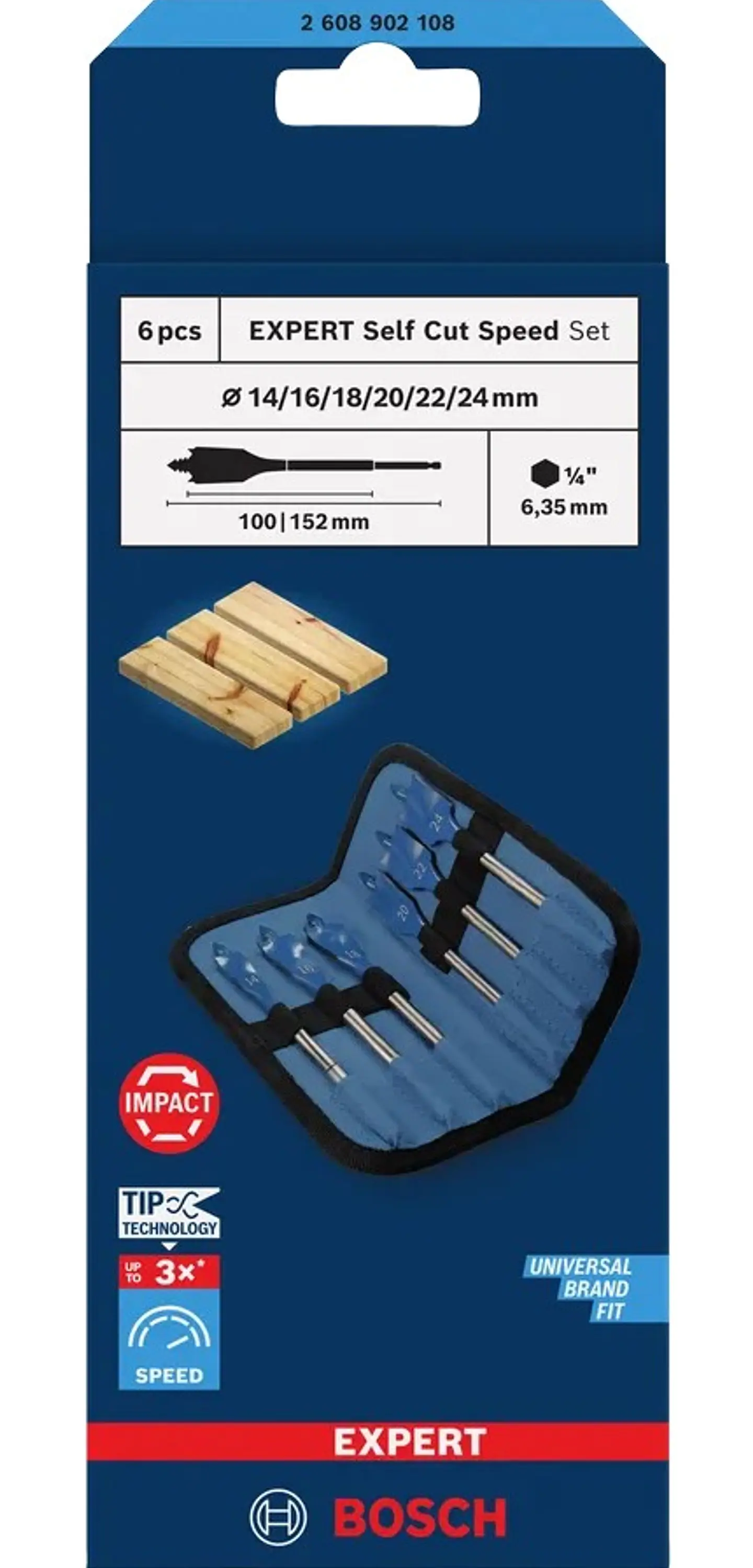 Conjunto de brocas planas EXPERT Self Cut Speed BOSCH 4