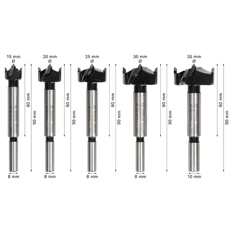 Conjunto de brocas de corte de dobradiças EXPERT Laminated Wood BOSCH  3