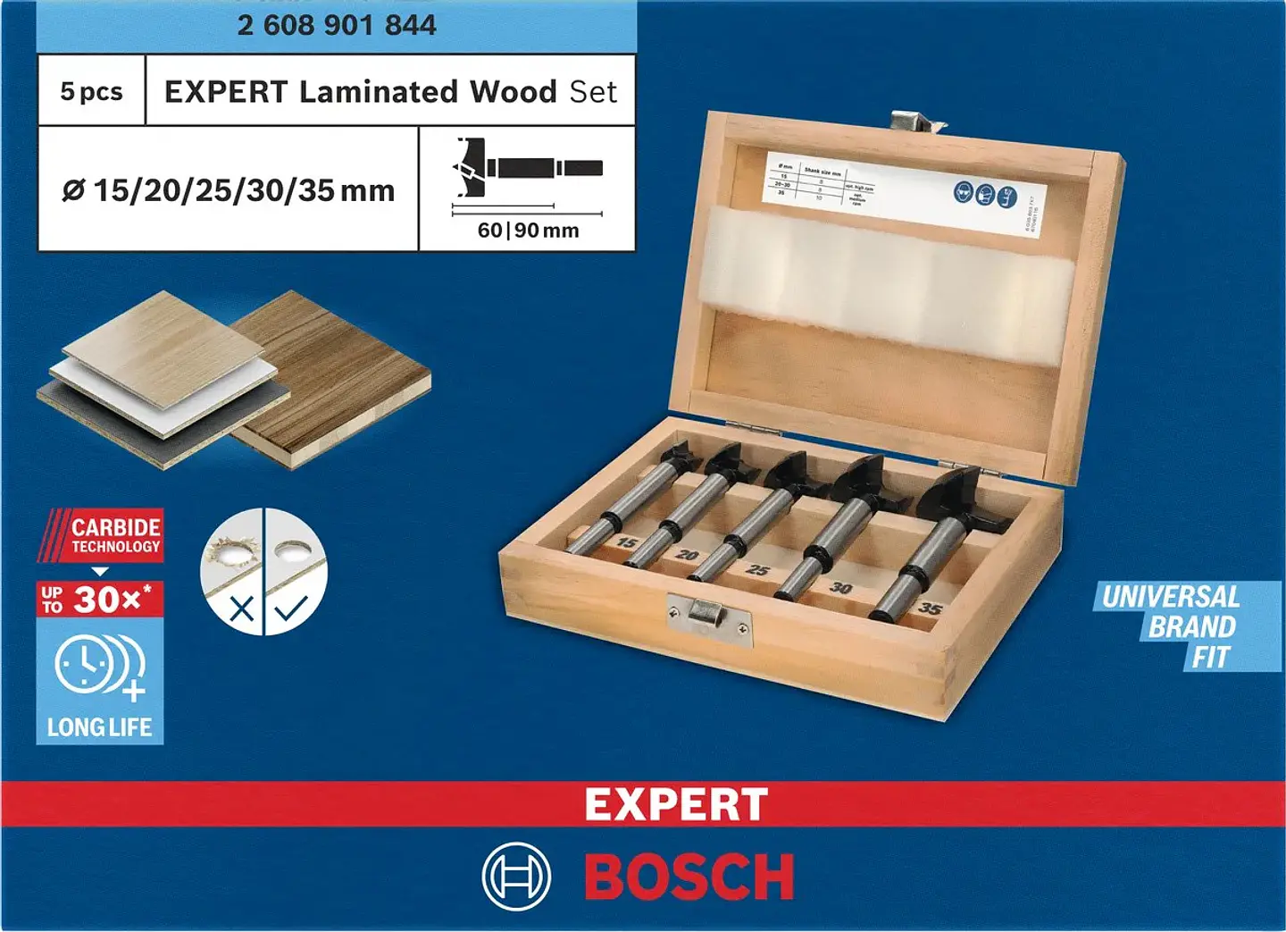 Conjunto de brocas de corte de dobradiças EXPERT Laminated Wood BOSCH  11