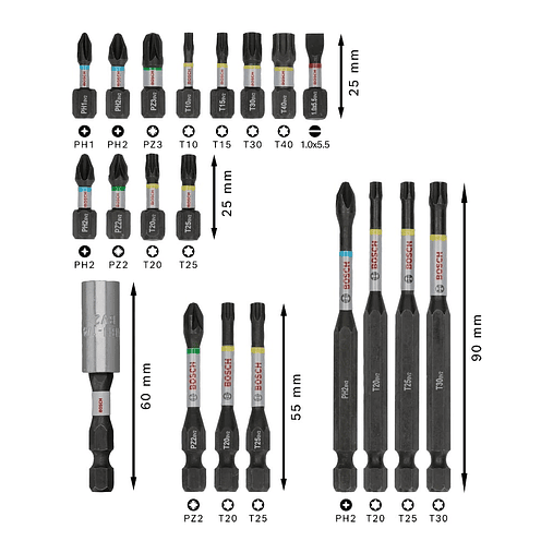 Conjunto de pontas PRO Impact Screwdriver BOSCH  4