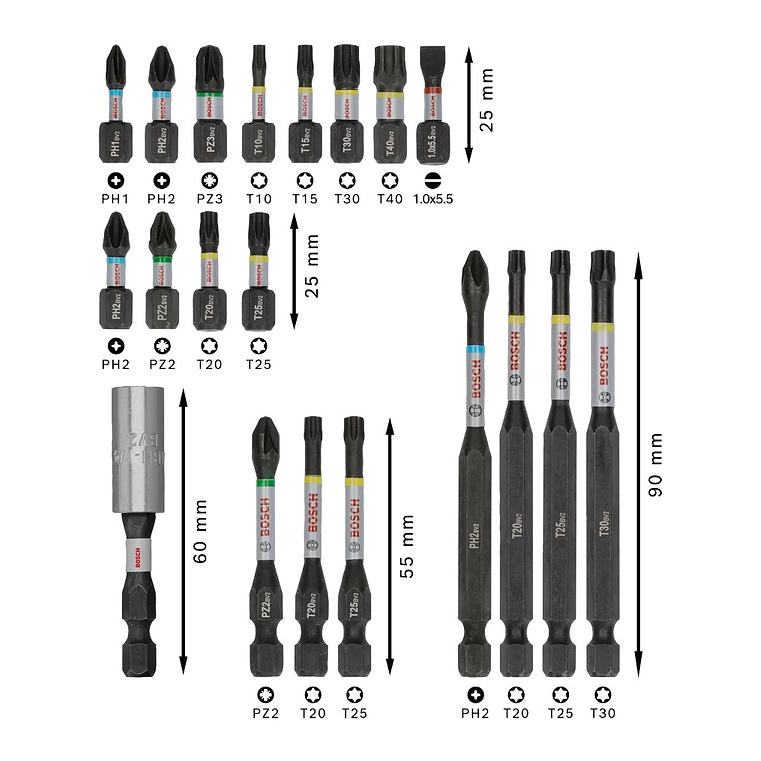 Conjunto de pontas PRO Impact Screwdriver BOSCH  4