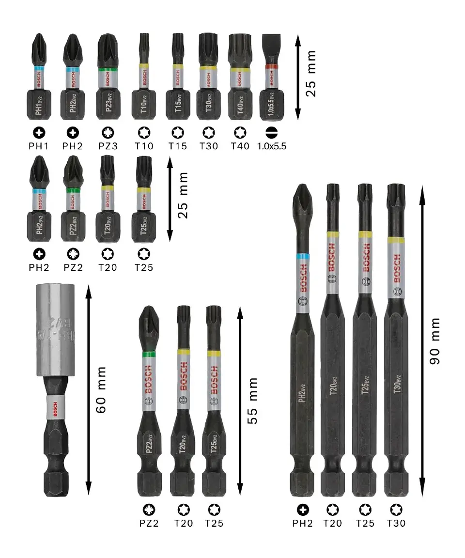 Conjunto de pontas PRO Impact Screwdriver BOSCH  4
