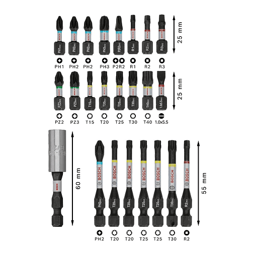 Conjunto de pontas PRO Impact Screwdriver BOSCH  3