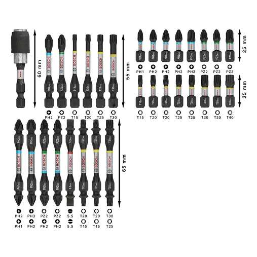 Conjunto de pontas de aparafusar PRO Impact (31 unids) BOSCH  3