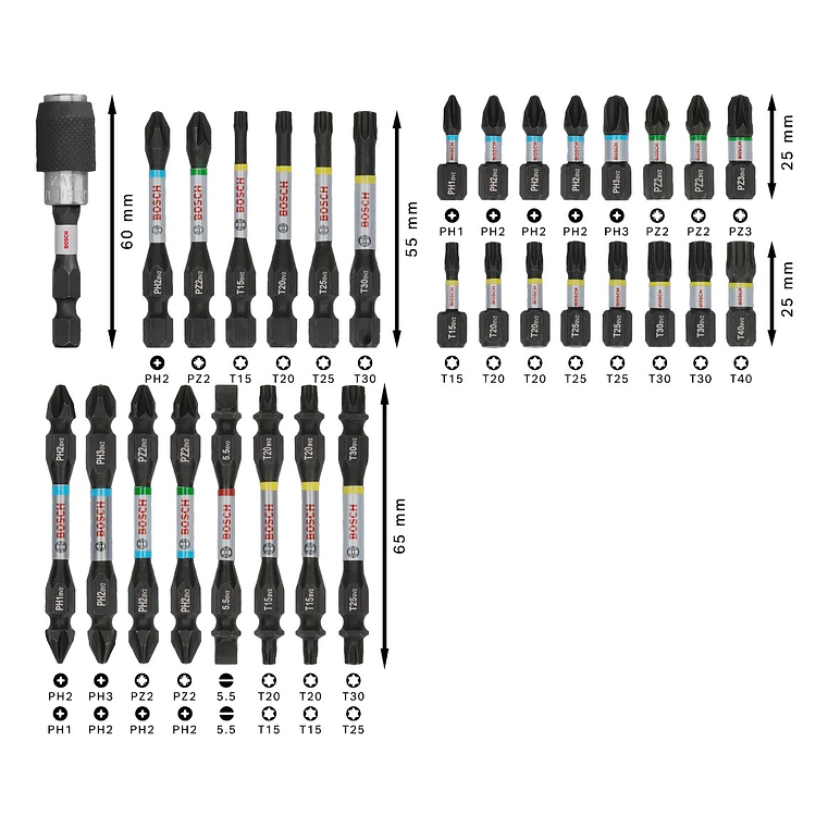 Conjunto de pontas de aparafusar PRO Impact (31 unids) BOSCH  3