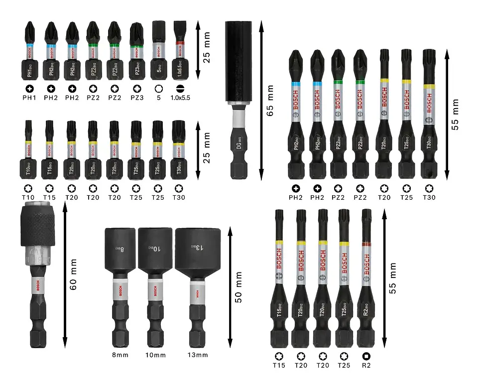 Conjunto de pontas PRO Impact Screwdriver (33 unids) BOSCH  3