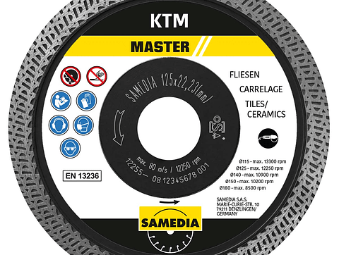 Disco Diamante para Grês Porcelânico/Azulejos ø125mm MASTER E-KTM SAMEDIA