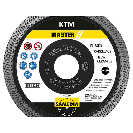Disco Diamante para Grês Porcelânico/Azulejos ø115mm MASTER E-KTM SAMEDIA  1