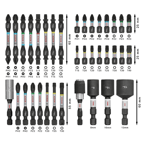 Conjunto de pontas de aparafusar PRO Impact (36 unids) BOSCH  3