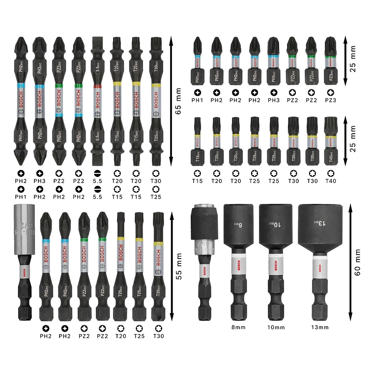 Conjunto de pontas de aparafusar PRO Impact (36 unids) BOSCH  3