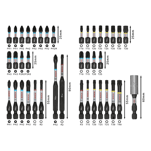 Conjunto de pontas PRO Impact Screwdriver (44 unids) BOSCH  3