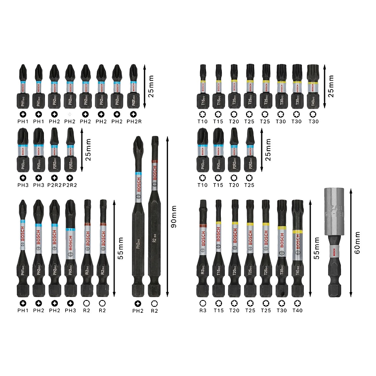Conjunto de pontas PRO Impact Screwdriver (44 unids) BOSCH  3
