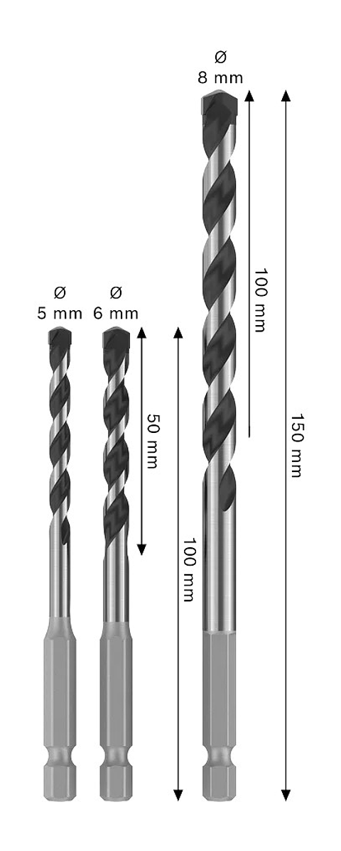 Conjunto de brocas PRO HEX-5 (3 unids) BOSCH 