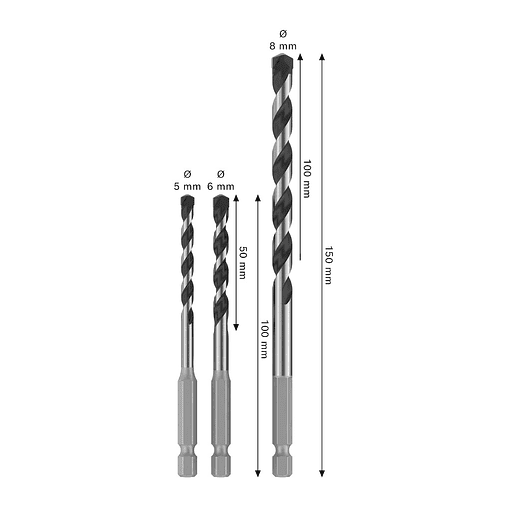 Conjunto de brocas PRO HEX-5 (3 unids) BOSCH  2