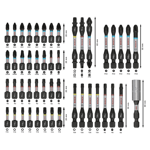 Conjunto de pontas PRO Impact Screwdriver (48 unids) BOSCH  3